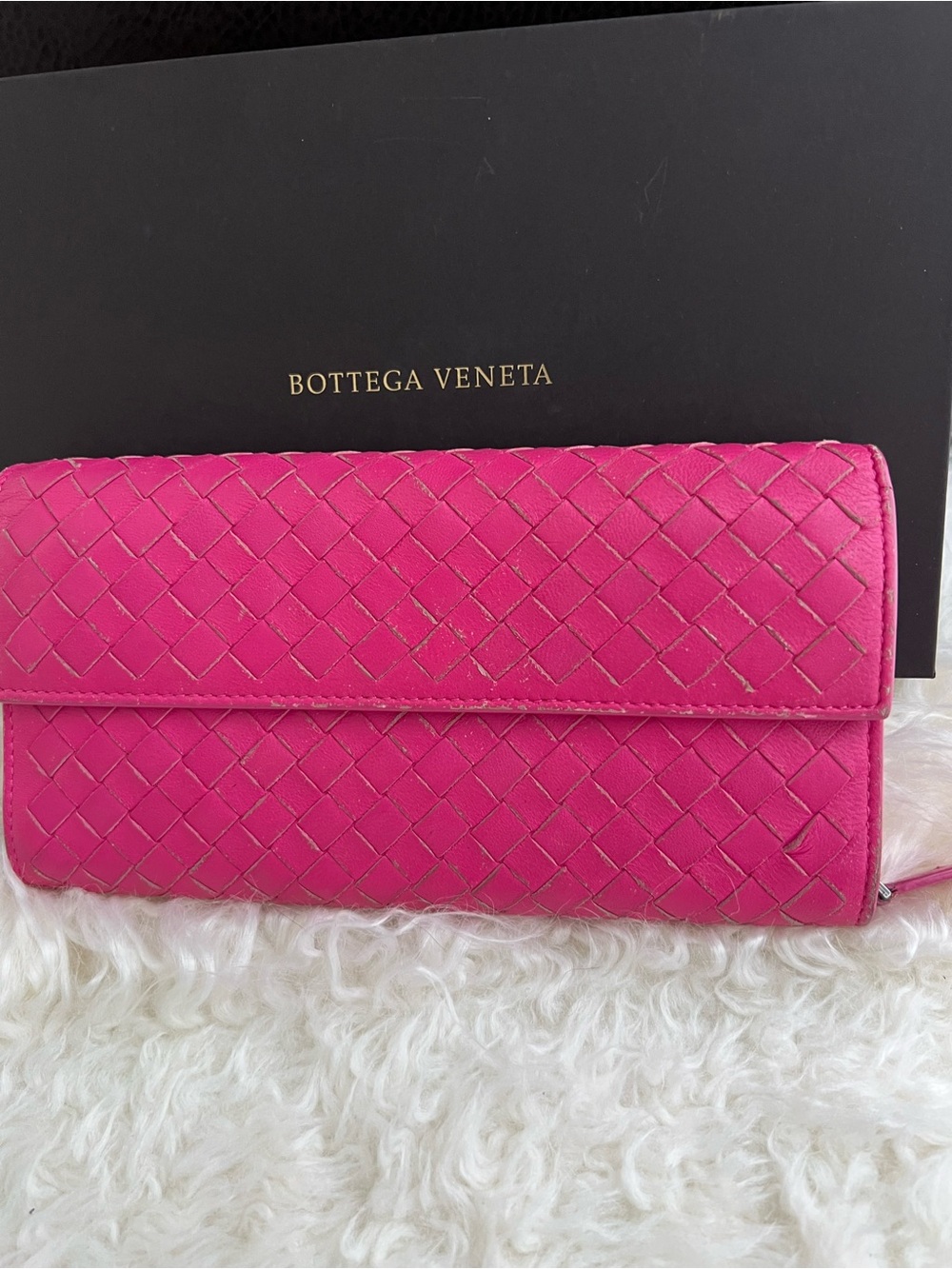 Bottega Veneta Pink Intrecciato Leather Continental Wallet